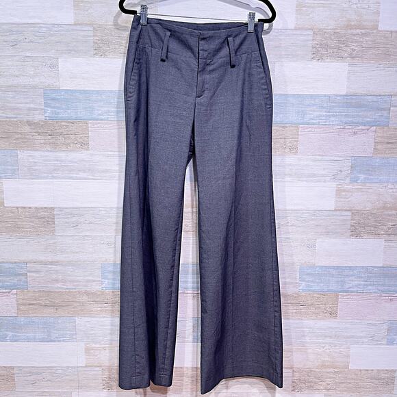 BANANA REPUBLIC Stretch Wool Blend Wide Leg Trousers Gray Mid Rise Work Womens 2 - Picture 1 of 6